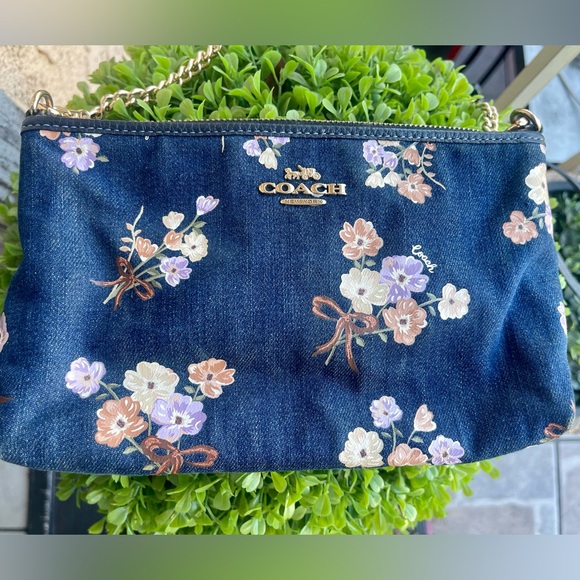 Coach Floral Denim Crossbody Bag - Picture 7 of 13